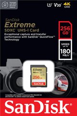 Карта памяти SanDisk SD 256GB C10 UHS-I U3 R180/W130MB/s Extreme V30 SDSDXVV-256G-GNCIN photo