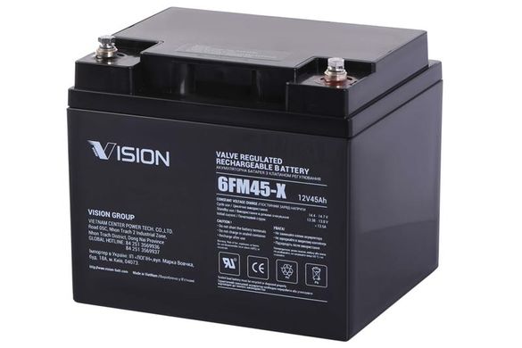 Аккумуляторная батарея Vision FM, 12V, 45Ah, AGM 6FM45-X photo