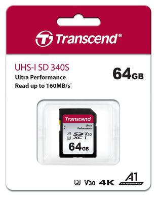 Карта памяти Transcend SD 64GB C10 UHS-I U3 R160/W50MB/s 4K TS64GSDC340S фото