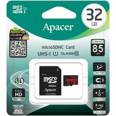 Карта пам'яті Apacer microSD 32GB C10 UHS-I R85MB/s + SD AP32GMCSH10U5-R фото