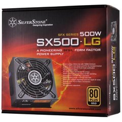Блок питания SilverStone Strider SFX (500W), >90%, 80+ Gold, 120mm, 1xMB 24pin(20+4), 1xCPU 8pin(4+4), 2xMolex, 3xSATA, 2xPCIe 8pin(6+2), Fully Modular SST-SX500-LG photo