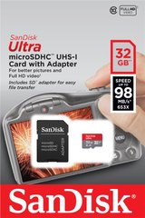 Карта памяти SanDisk microSD 32GB C10 UHS-I R100MB/s Ultra + SD SDSQUNR-032G-GN3MA photo