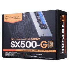 Блок питания SilverStone Strider SFX (500W), >90%, 80+ Gold, 92mm, 1xMB 24pin(20+4), 1xCPU 8pin(4+4), 3xMolex, 6xSATA, 2xPCIe 8pin(6+2), Fully Modular SST-SX500-G photo