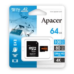Карта пам'яті Apacer microSD 64GB C10 UHS-I U3 A2 R100/W80MB/s + SD AP64GMCSX10U8-R photo