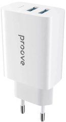 Зарядний пристрiй Proove Rapid 30W (2 USB + Type-C) (white), WCRP30210002