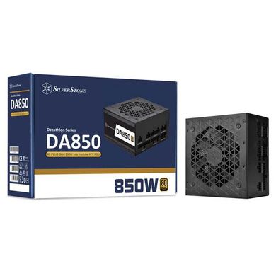 Блок живлення SilverStone Decathlon (850W) >90% 80+ Gold 120мм 1xMB 24pin(20+4) 2xCPU 8pin(4+4) 6xMolex 8xSATA 6xPCIe 8pin(6+2) SST-DA850-G фото