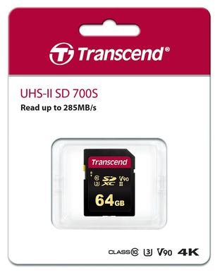 Карта пам'яті Transcend SD 64GB C10 UHS-II U3 R285/W220MB/s 4K TS64GSDC700S фото