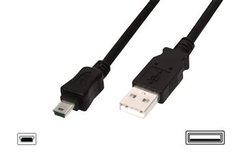 Кабель USB 2.0 (AM/miniB 5pin) DIGITUS 1.8м Black/Черный, bulk